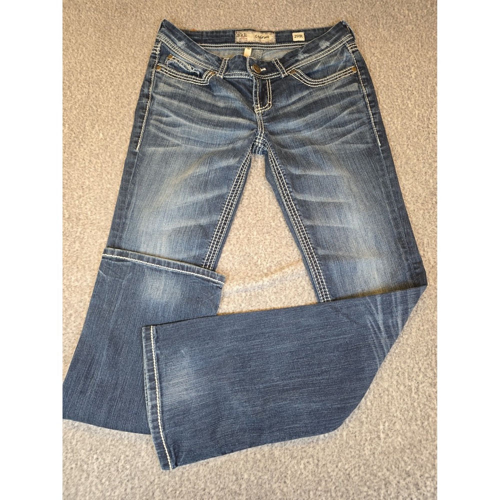 Buckle BKE Sabrina Jeans Womens 29R Dark Wash Thick White Contrast Stitch Denim